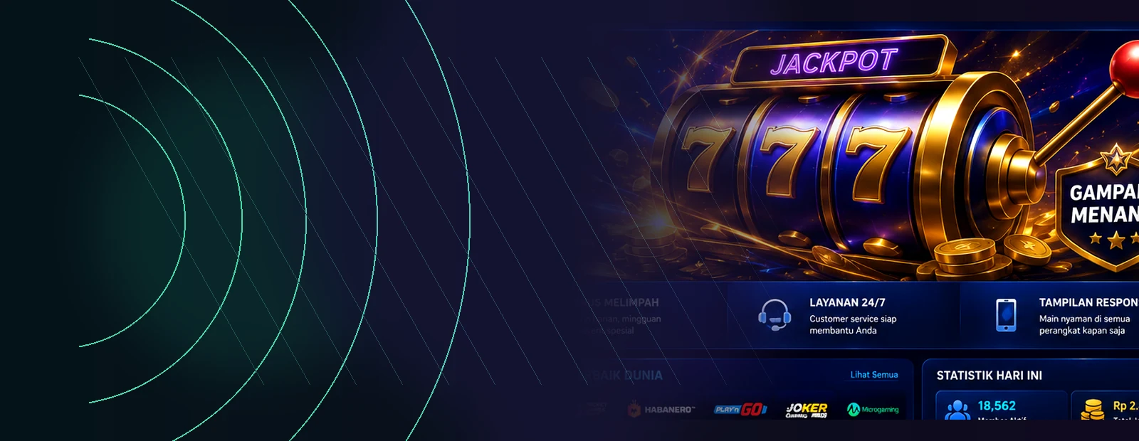 Ilustrasi mesin slot modern dengan nuansa emerald dan violet